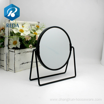 standing handheld framed double sided round mirror